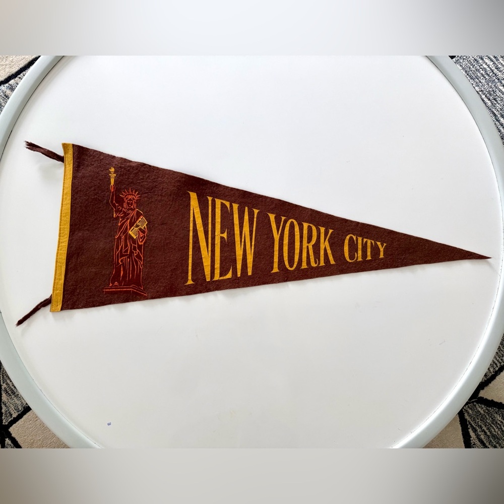 Vintage New York City Pennant with Statue of Liberty Design